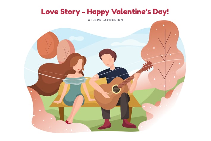 Love Story Vector Illustration