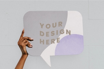 Hand showing a blank speech bubble
