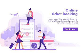 Flight Tickets Online Booking Concept