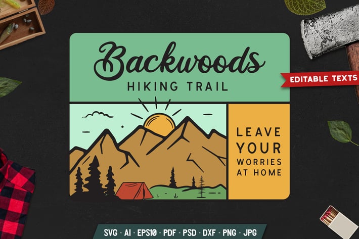 Hiking Trail Badge Vector Camp Retro Graphic Logo