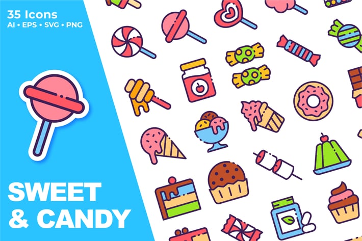 Sweet And Candy Icon Set