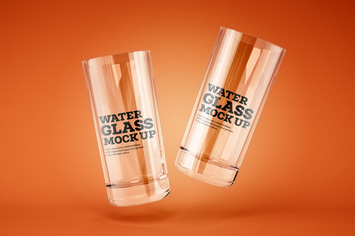 Water and Cocktail Glass Mockup