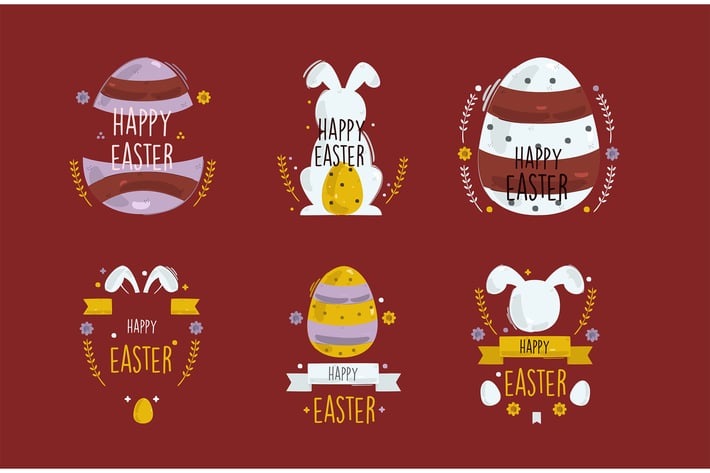Easter Egg Badges Illustration