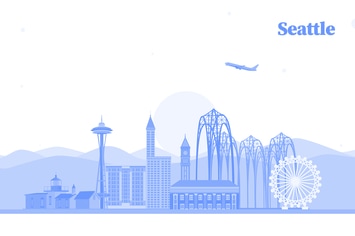 Vector City Illustration - Seattle Skyline