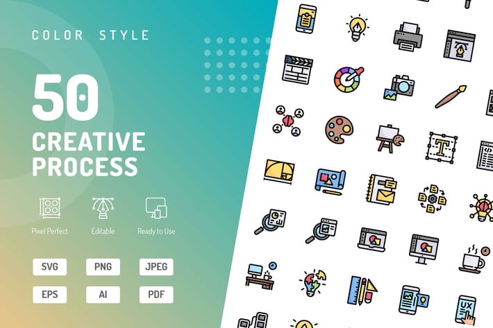 Creative Process Color Icons 