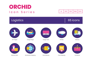 65 Logistics Flat Icons
