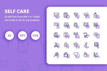 Self Care Icons (Line and Solid)