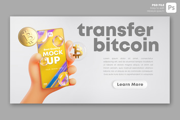 Cute Hand Holding Phone Bitcoin Mockup