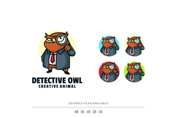 Owl Cartoon Character Logo