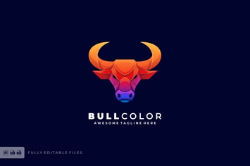 Bull Head Color Gradient Logo template