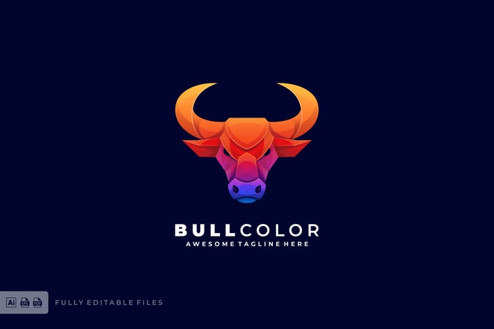 Bull Head Color Gradient Logo template