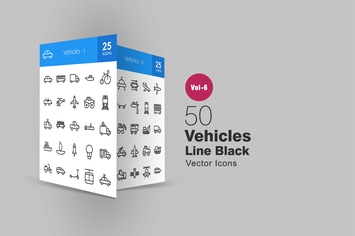 50 Vehicles Line Icons