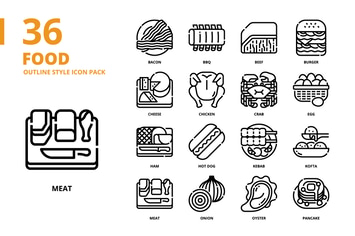 Foods Outline Style Icon Set
