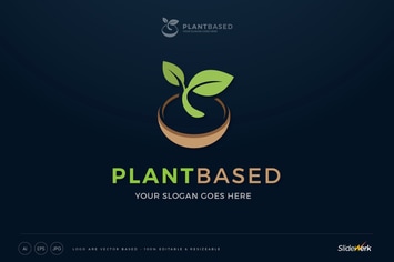 Plant Based Vegan Sprout Logo Template