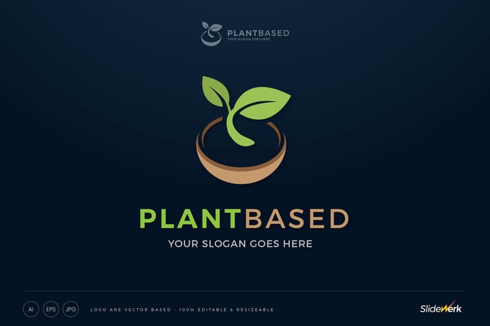 Plant Based Vegan Sprout Logo Template