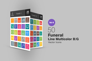 50 Funeral Line Multicolor B/G Icons