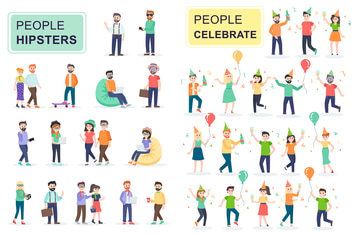 Hipsters and Party Flat People Characters