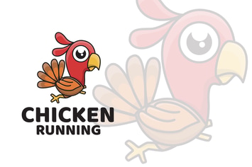 Chicken Running Cute Logo Template