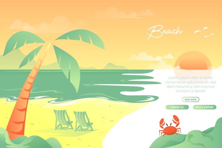 Beach - Vector Landscape & building