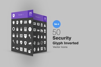 50 Security Glyph Inverted Icons