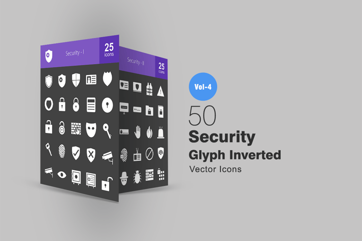 50 Security Glyph Inverted Icons