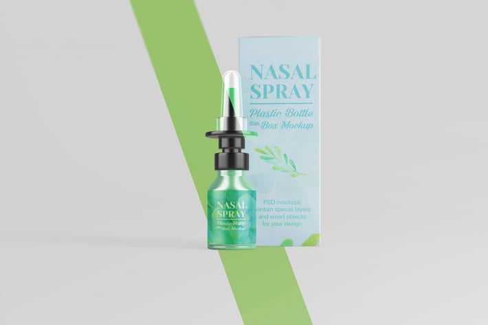 Nasal Plastic Bottle With Box Mockup