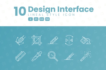 10 Design Interface Detailed Icon Collection
