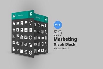 50 Marketing Glyph Inverted Icons