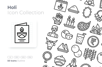 Holi Outline Icon