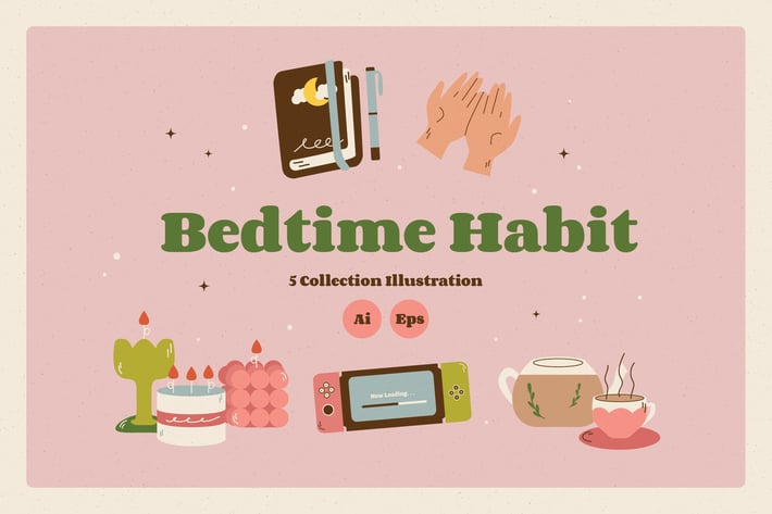 Bedtime Habits Illustration Set