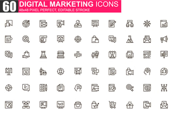 Digital Marketing Thin Line Icons Pack