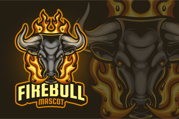 Fire Bull Mascot Logo