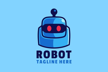 Blue Robot Head Logo Design