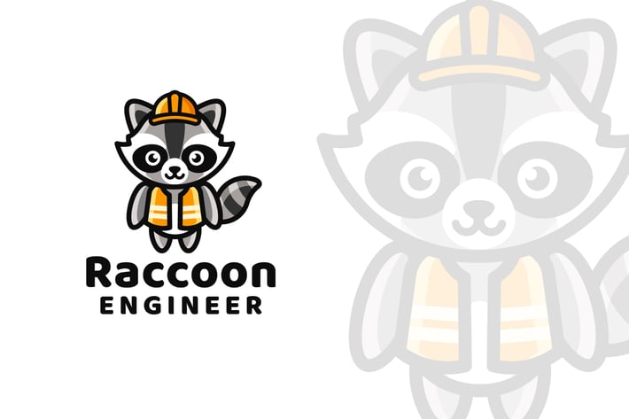 Raccoon Engineer Logo Template