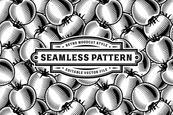 Seamless Tomato Pattern Black And White