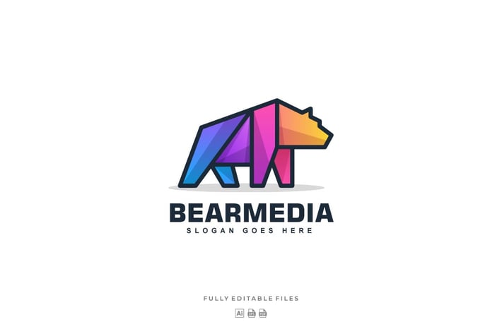 Bear Color Line Logo Vector Template