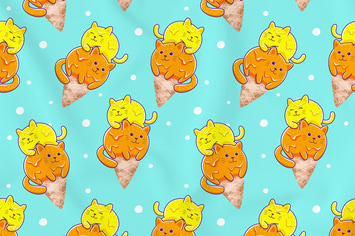 Cats Ice Cream Seamless Pattern Vol. 2