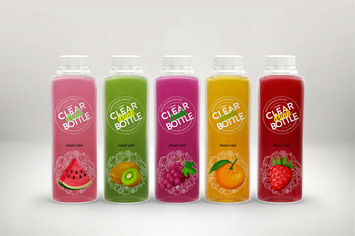 Clear Juice Bottle Set Packaging MockUp