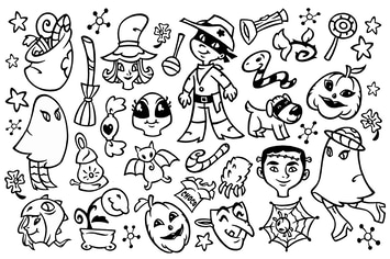 30 Halloween Doodle Clipart
