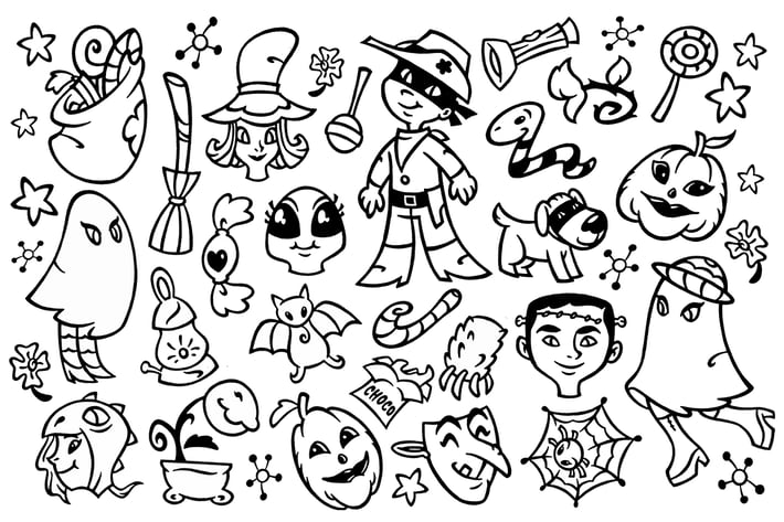 30 Halloween Doodle Clipart