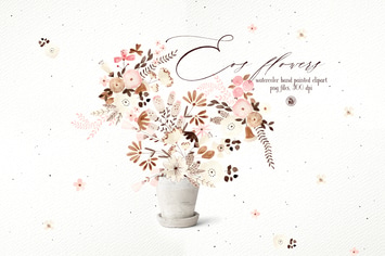 Eos Flowers - watercolor floral clipart