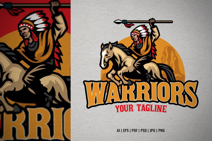 indian horse warrior logo template