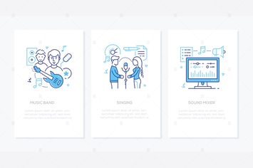 Recording studio - line design style banners