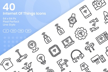 40 Internet Of Things Icons Set - Line