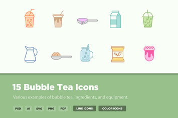 15 Bubble Tea Icons