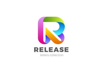 Letter R Logo design 3D Ribbon style