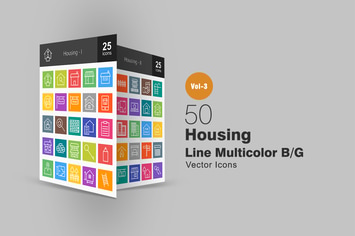 50 Housing Line Multicolor Icons