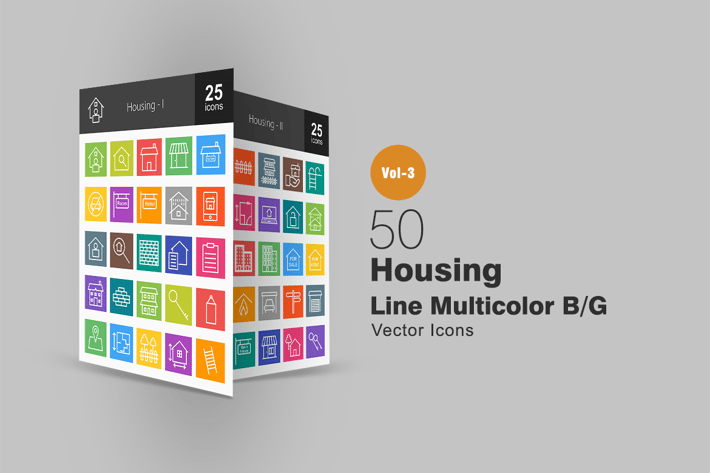 50 Housing Line Multicolor Icons