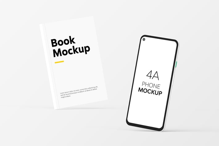 Book & 4A Phone Mockup