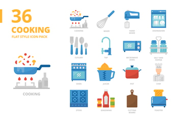 Cooking Flat Style Icon Set